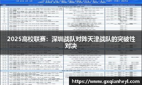 2025高校联赛：深圳战队对阵天津战队的突破性对决