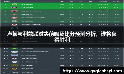 卢顿与利兹联对决前瞻及比分预测分析，谁将赢得胜利